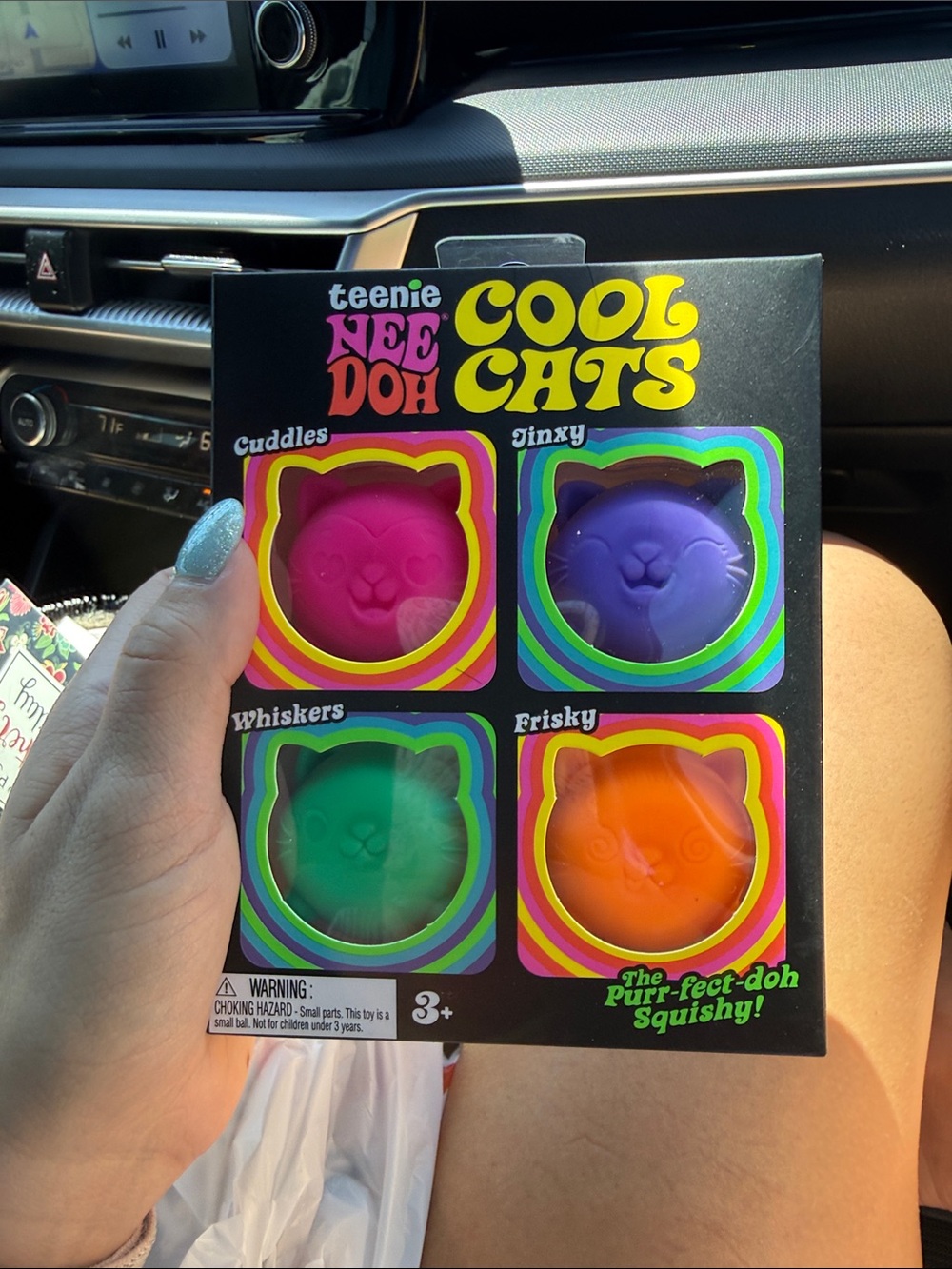 Teenie Nee Doh Cool Cats Squishy Pack - Pink, Purple, Green, Orange
